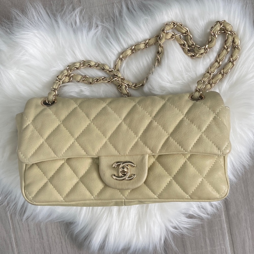 Chanel east west quilted flap bag yellow
